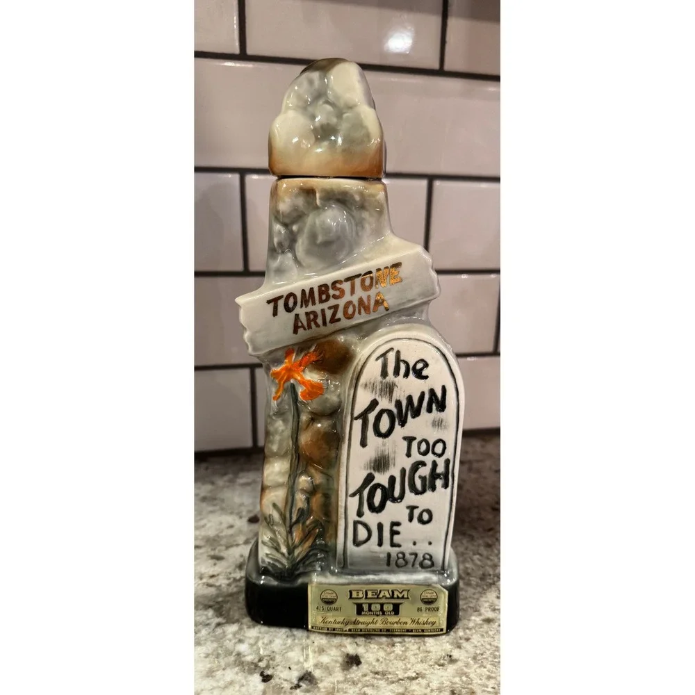 Vintage Jim Beam Tombstone Arizona Decanter Town Too Tough To Die Regal China